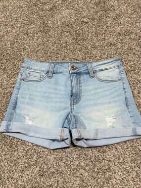 Celebrity Pink Light Wash Rolled Cuff Denim Shorts